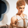 Handcrafted realistic gay silicone sex doll Ryan from Mendolls, in a sensual Pride rooftop shoot.