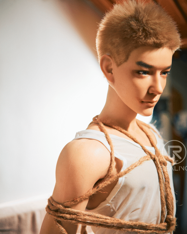 Mendolls realistic gay silicone sex doll Ryan, silky smooth, in a steamy Pride shower embrace