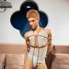 Mendolls realistic gay silicone sex doll Ryan, chiseled features, in a radiant gay love display.