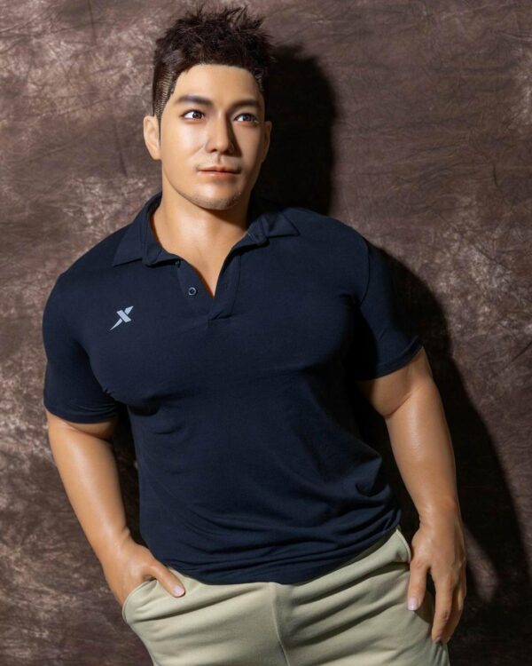 Mendolls gay fantasy silicone doll with lifelike contours, posed in a serene moonlit gay dream moment.