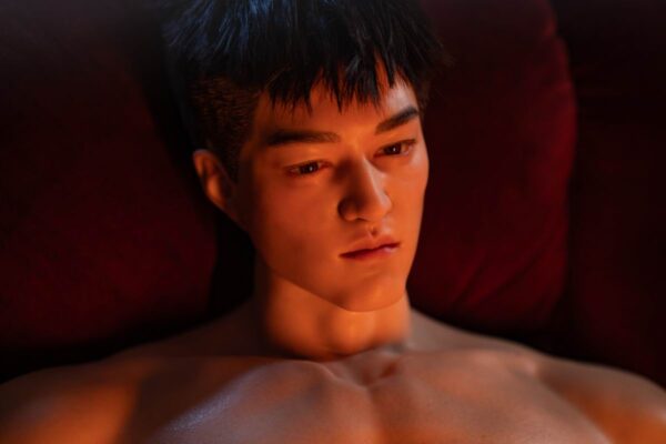 Mendolls Gay Silicone Doll for Intimacy with lifelike texture, posed in a serene moonlit gay companion moment