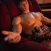 Mendolls Gay Silicone Doll for Intimacy, hyper-realistic and tender, in a neon gay closeness lifestyle scene
