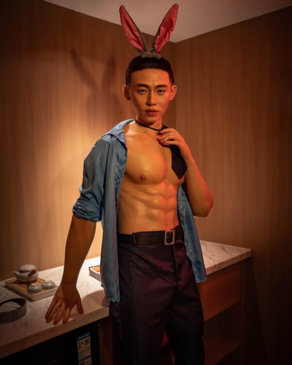 Premium realistic gay doll silicone from Mendolls, showcasing silky texture in a bold LGBT lifestyle reveal