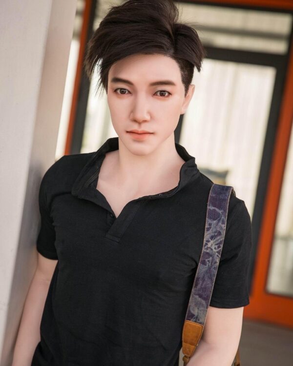 Premium gay partner replica doll by Mendolls, showcased in a serene dawn LGBT companion moment.