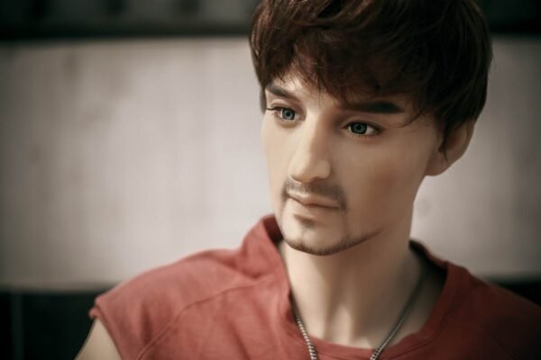 Youthful lifelike gay doll in fantasy setting