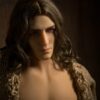 Captivating realistic gay silicone sex doll companion by Mendolls, lifelike in a starry gay passion scene.