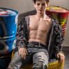 Handcrafted male companion doll for gay from Mendolls, radiant in a bold LGBT intimate lifestyle photo shoot.