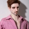 Relaxing pose of mature gay silicone doll