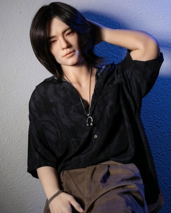 177cm/5ft10 Asian Gay Silicone Boyfriend Doll for Intimacy Long-Haired Companion - River