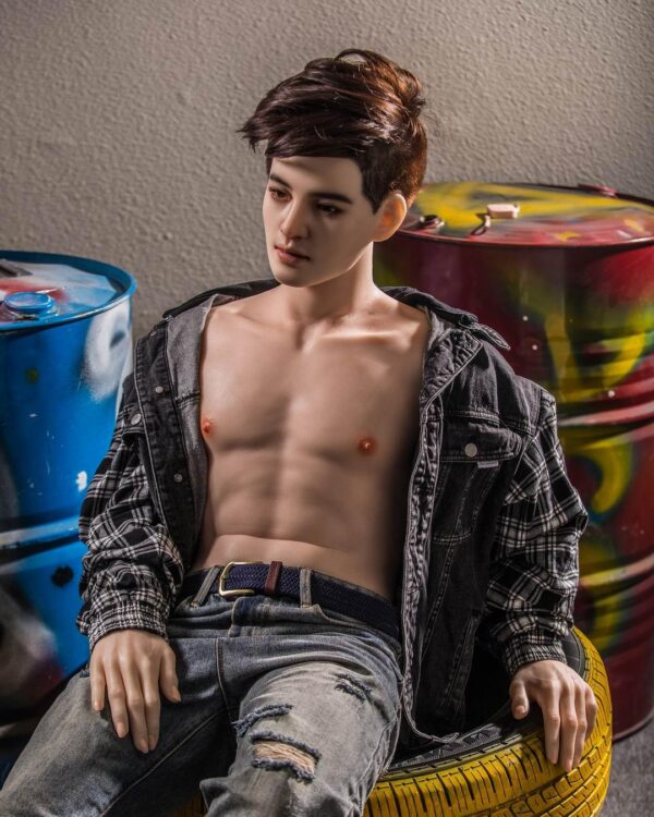 Mendolls male companion doll for gay with authentic texture, crafted for gay tenderness in a warm display.
