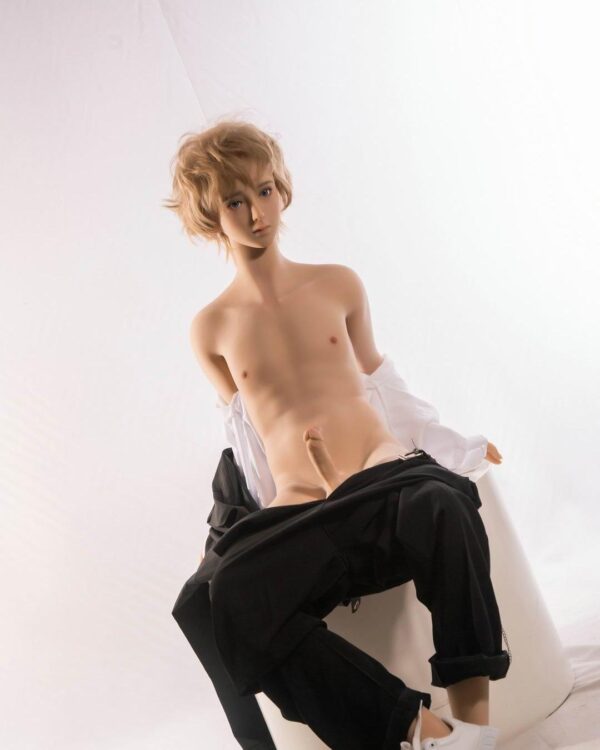 Premium captivating gay silicone male doll by Mendolls, in a rainbow-themed romantic setting