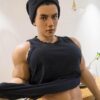Premium muscle male sex doll by Mendolls, showcased in a romantic twilight LGBT sexy companion moment.
