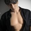 Mendolls realistic gay partner doll, crafted for soulful gay love, glowing in a celestial Pride display.