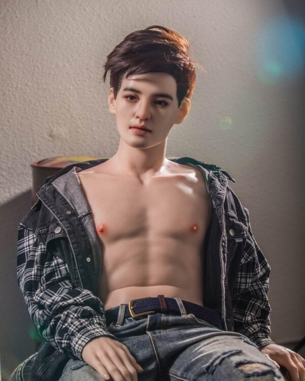 Handcrafted male companion doll for gay from Mendolls, embodying tenderness in a starry gay love reveal.