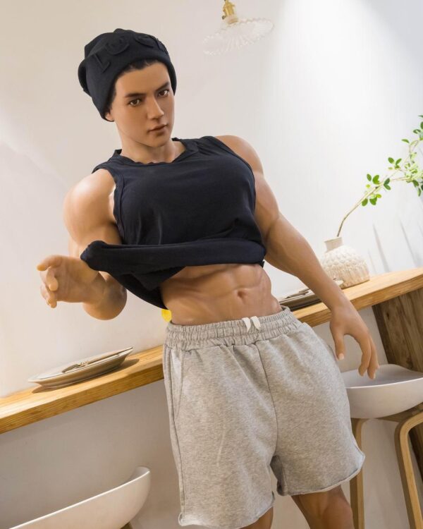 Chiseled muscle male sex doll from Mendolls, crafted for LGBT pride in a sultry starlit pose