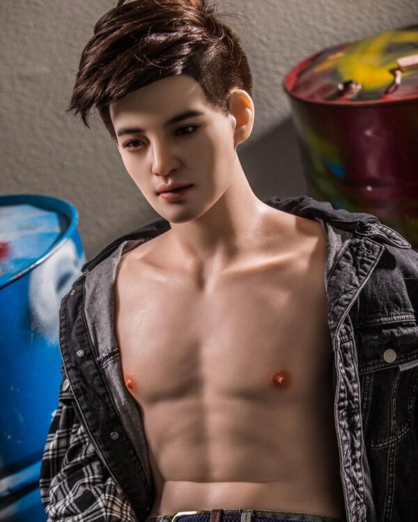 Mendolls male companion doll for gay with hyper-realistic texture, in a soulful gay closeness display.