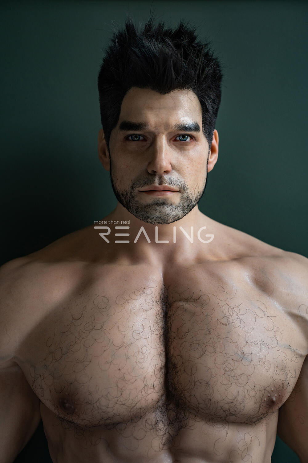 realistic male doll lying on bed with warm light