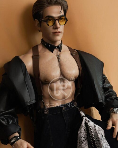 Dorian black leather gay doll