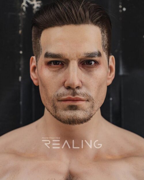 Gage gay military doll in tight white tank and camouflage pants