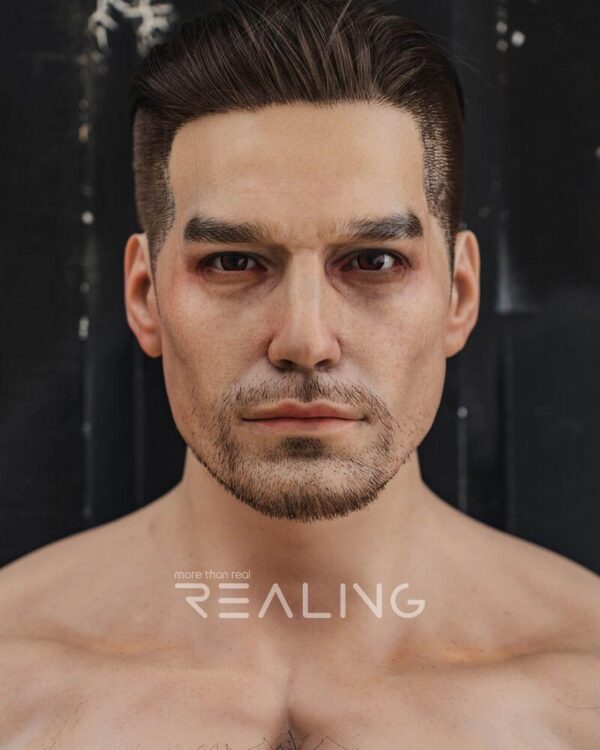 Gage gay military doll in tight white tank and camouflage pants