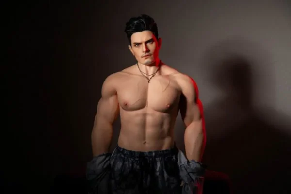 High-quality gay fitness fantasy doll Troy close-up