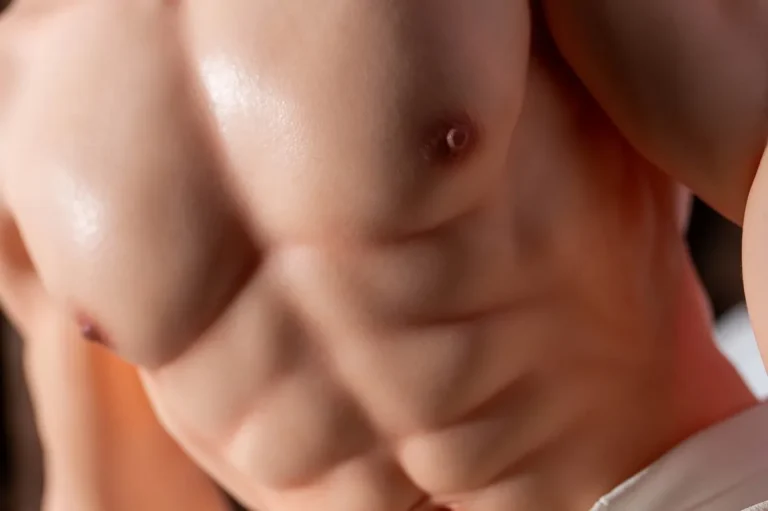 Close-up of realistic male doll face