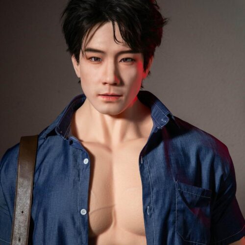 Joy 175cm muscular silicone male doll with light tan skin and short brown hair