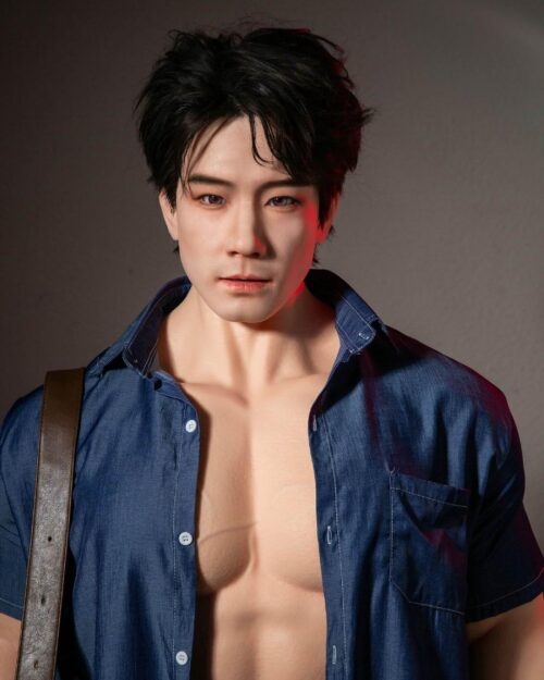Joy 175cm muscular silicone male doll with light tan skin and short brown hair