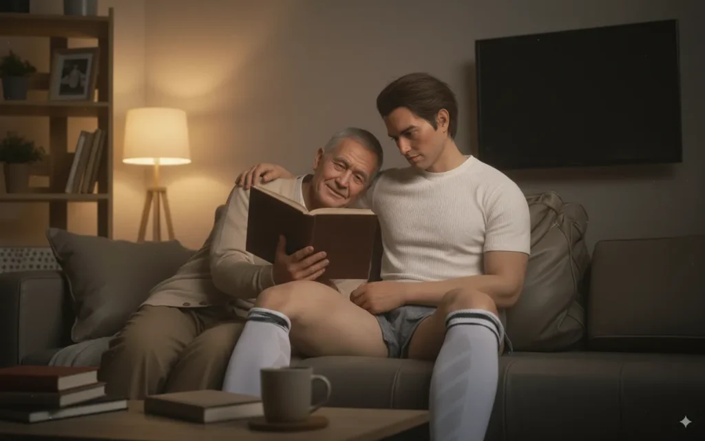 Customizable companion doll seated in a cozy living room