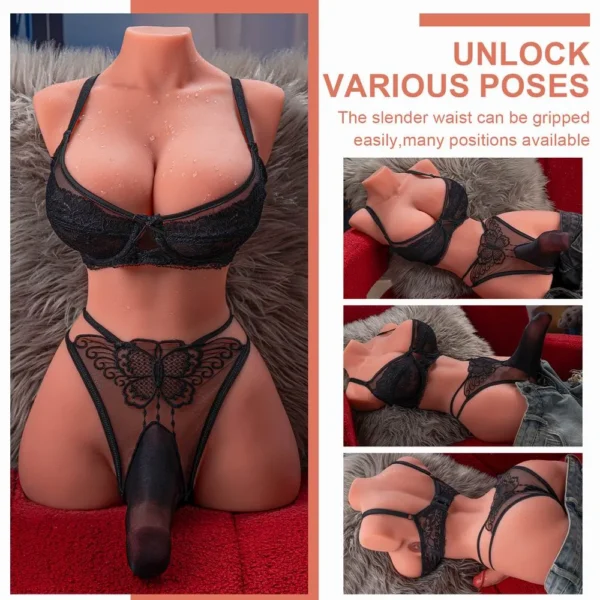 US IN STOCK Shemale Torso Masturbator – Realistic Transgender Vibrating Dildo Toy