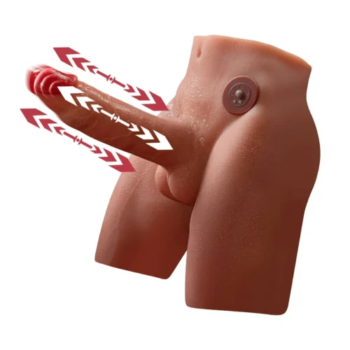 thrusting vibrating dildo torso, gay silicone torso doll