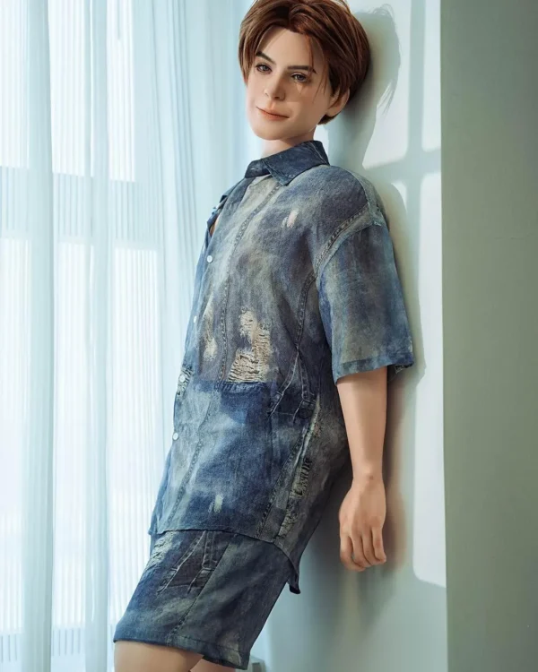 Theo male silicone doll with gentle expression and brown hair