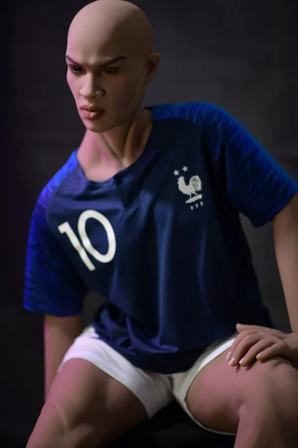 ヴィンセント男性セックスドールに使用されている高級シリコンスキンのマクロ撮影。.