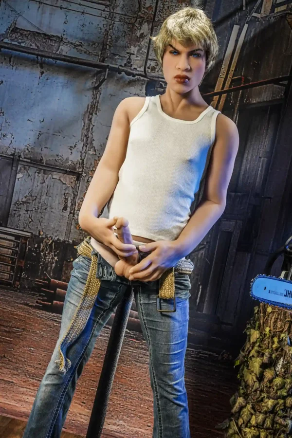 男性用のヴィンセント ゲイ セックス ドールに使用されている高級シリコン テクスチャのマクロ撮影。.