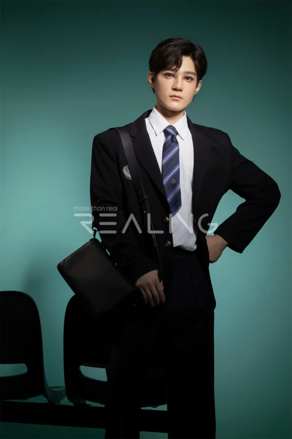 175-cm-silicone-male-doll-for-gay-men-09 175 cm Silicone Male Doll for Gay Men, handsome adult man with Ivy League-inspired collegiate styling, view 9