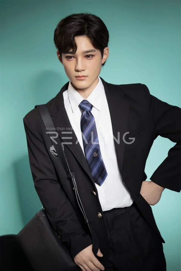 175-cm-silicone-male-doll-for-gay-men-11 175 cm Silicone Male Doll for Gay Men, handsome adult man with Ivy League-inspired collegiate styling, view 11