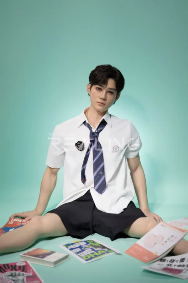175-cm-silicone-male-doll-for-gay-men-16 175 cm Silicone Male Doll for Gay Men, handsome adult man with Ivy League-inspired collegiate styling, view 16