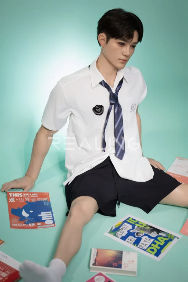 175-cm-silicone-male-doll-for-gay-men-17 175 cm Silicone Male Doll for Gay Men, handsome adult man with Ivy League-inspired collegiate styling, view 17