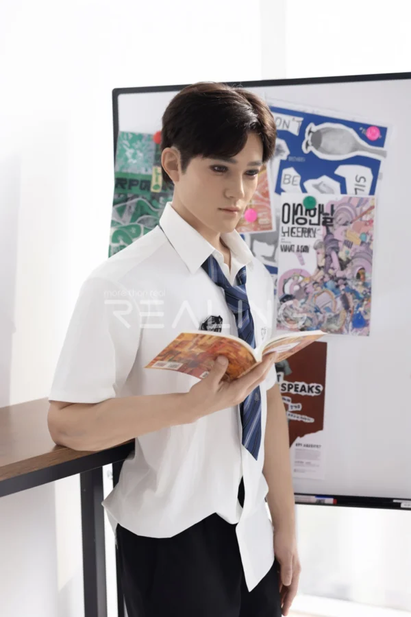 175-cm-silicone-male-doll-for-gay-men-19 175 cm Silicone Male Doll for Gay Men, handsome adult man with Ivy League-inspired collegiate styling, view 19