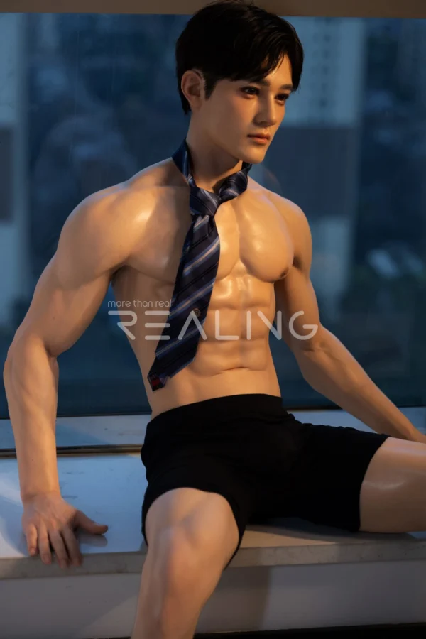 175-cm-silicone-male-doll-for-gay-men-21 175 cm Silicone Male Doll for Gay Men, handsome adult man with Ivy League-inspired collegiate styling, view 21