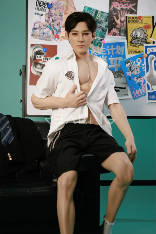 175-cm-silicone-male-doll-for-gay-men-27 175 cm Silicone Male Doll for Gay Men, handsome adult man with Ivy League-inspired collegiate styling, view 27