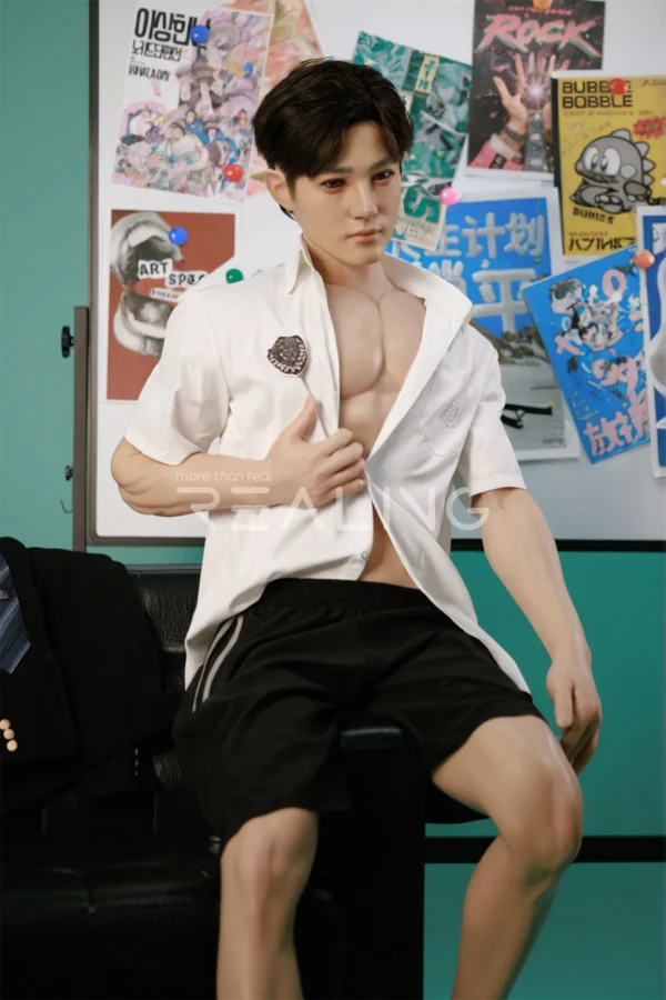 175-cm-silicone-male-doll-for-gay-men-28 175 cm Silicone Male Doll for Gay Men, handsome adult man with Ivy League-inspired collegiate styling, view 28