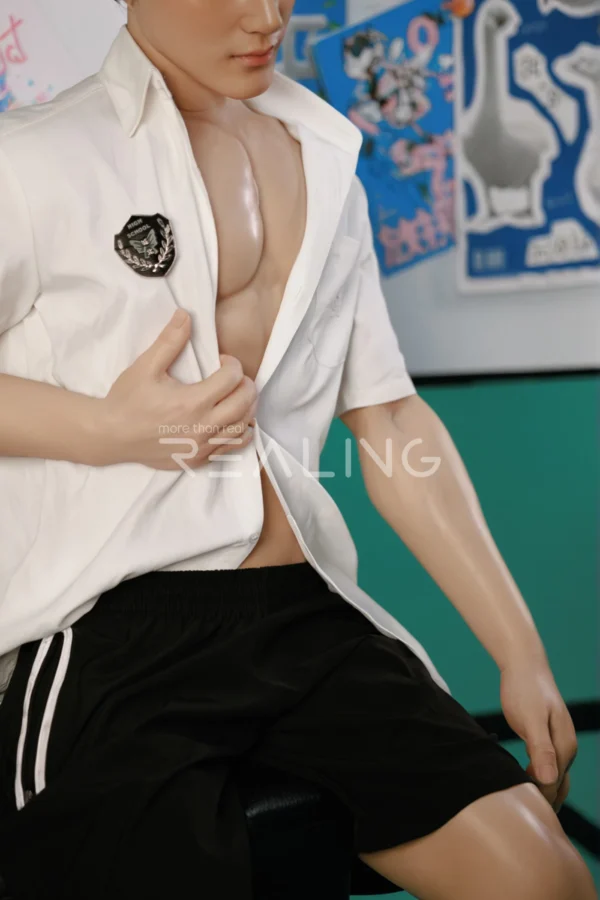 175-cm-silicone-male-doll-for-gay-men-31 175 cm Silicone Male Doll for Gay Men, handsome adult man with Ivy League-inspired collegiate styling, view 31