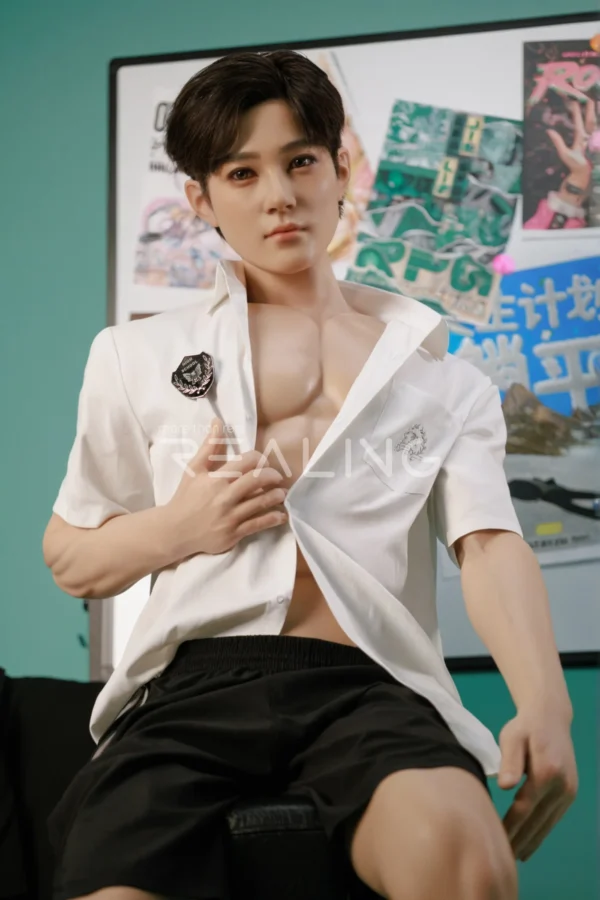 175-cm-silicone-male-doll-for-gay-men-33 175 cm Silicone Male Doll for Gay Men, handsome adult man with Ivy League-inspired collegiate styling, view 33