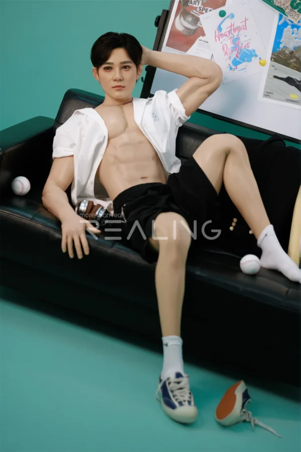 175-cm-silicone-male-doll-for-gay-men-38 175 cm Silicone Male Doll for Gay Men, handsome adult man with Ivy League-inspired collegiate styling, view 38