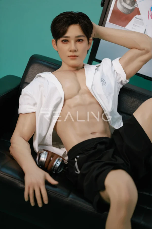 175-cm-silicone-male-doll-for-gay-men-39 175 cm Silicone Male Doll for Gay Men, handsome adult man with Ivy League-inspired collegiate styling, view 39