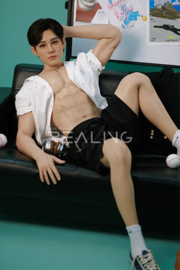 175-cm-silicone-male-doll-for-gay-men-40 175 cm Silicone Male Doll for Gay Men, handsome adult man with Ivy League-inspired collegiate styling, view 40