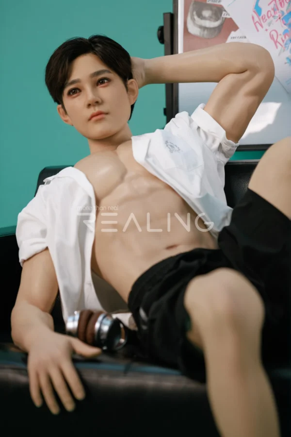 175-cm-silicone-male-doll-for-gay-men-41 175 cm Silicone Male Doll for Gay Men, handsome adult man with Ivy League-inspired collegiate styling, view 41