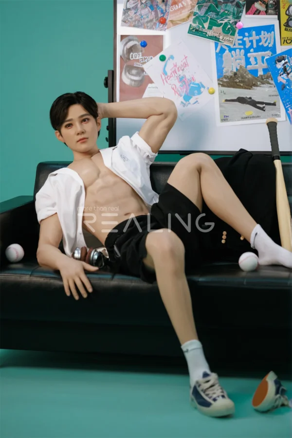 175-cm-silicone-male-doll-for-gay-men-43 175 cm Silicone Male Doll for Gay Men, handsome adult man with Ivy League-inspired collegiate styling, view 43