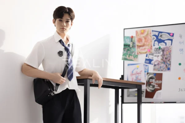 175-cm-silicone-male-doll-for-gay-men-50 175 cm Silicone Male Doll for Gay Men, handsome adult man with Ivy League-inspired collegiate styling, view 50